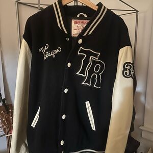 Vintage True Religion leather Varsity Jacket